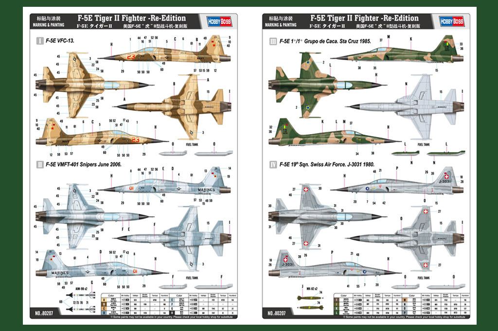 F-5E Tiger II Fighter 80207-1:72-HobbyBoss