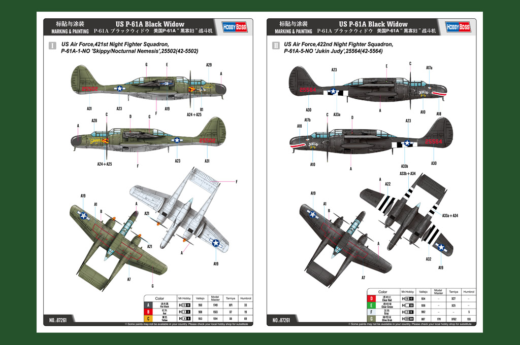 US P-61A Black Widow 87261-1:72-HobbyBoss