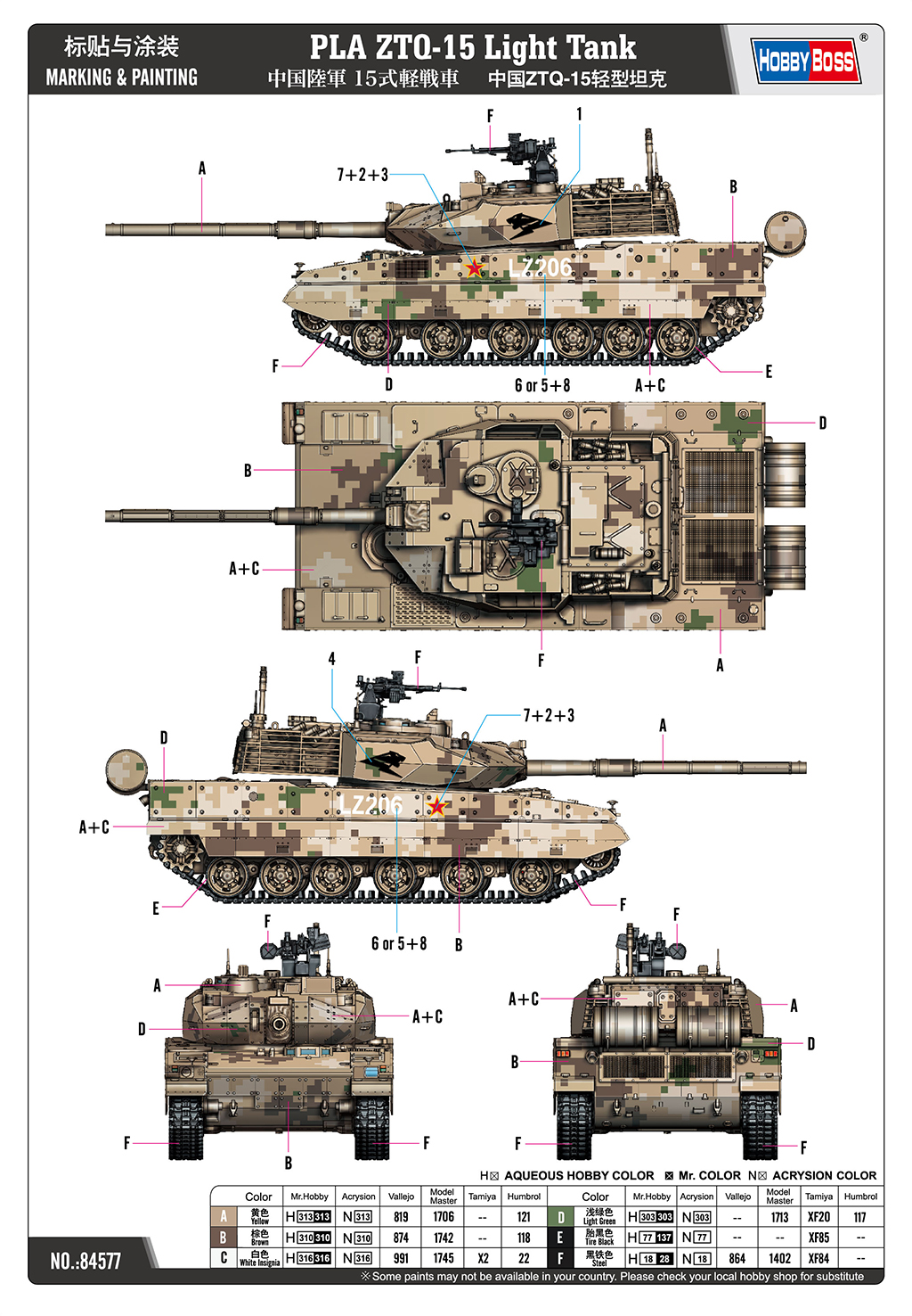 PLA ZTQ-15 Light Tank 84577-1:35-HobbyBoss